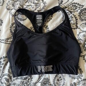 PINK Victoria's Secret Black Racerback Sports Bra